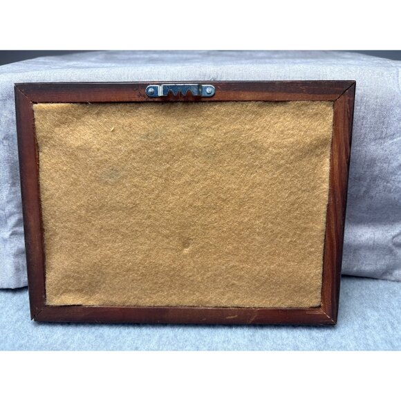 8" x 6"Framed Cross Stitch Bunny Ornament Antlers on Red Background - Picture 4 of 12